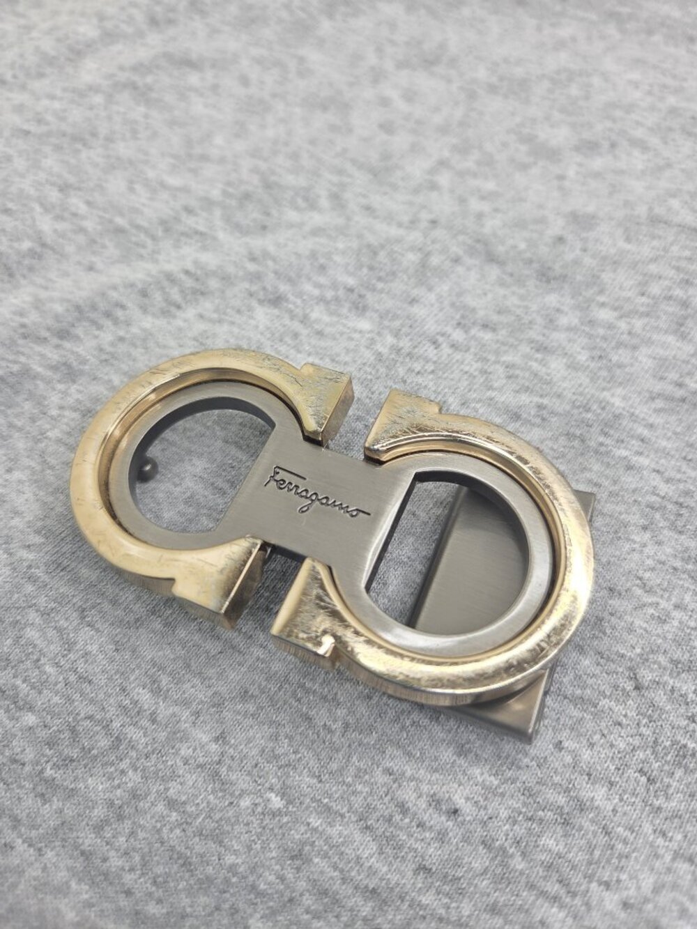 Salvatore Ferragamo Double Gancini Authentic Designer Belt Buckle Gold Italy